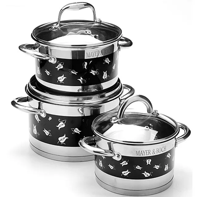 12pcs kitchen pot nonstick pans kitchenware cooking stainless steel cookware sets