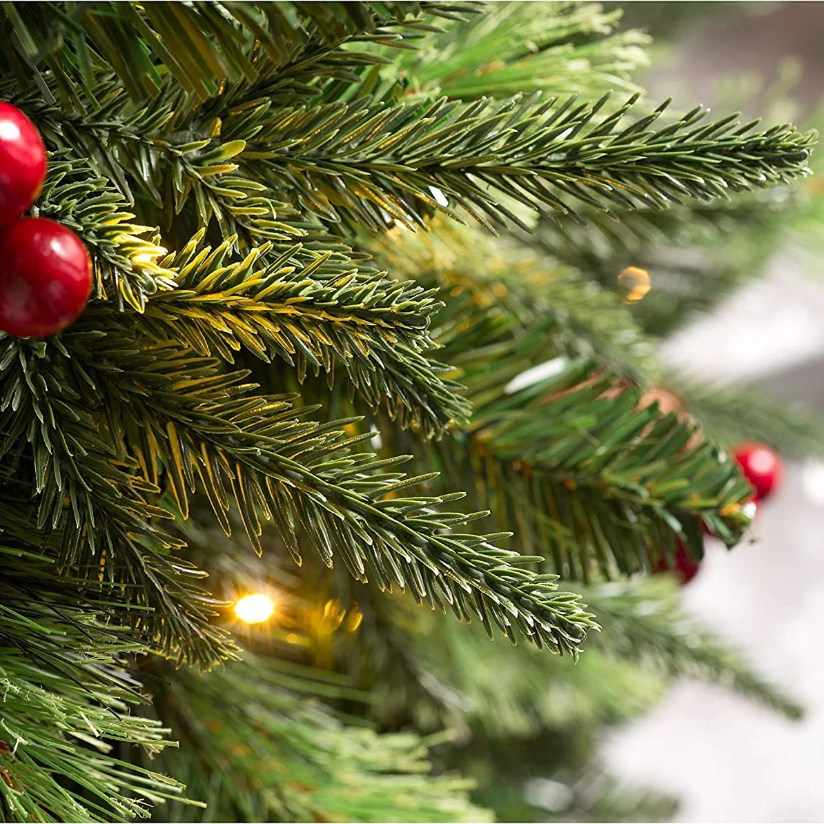 Mixed PE PVC Pine needle Tip 6 feet 7 ft tall pre lit lite artificial christmas tree with lights and decoration