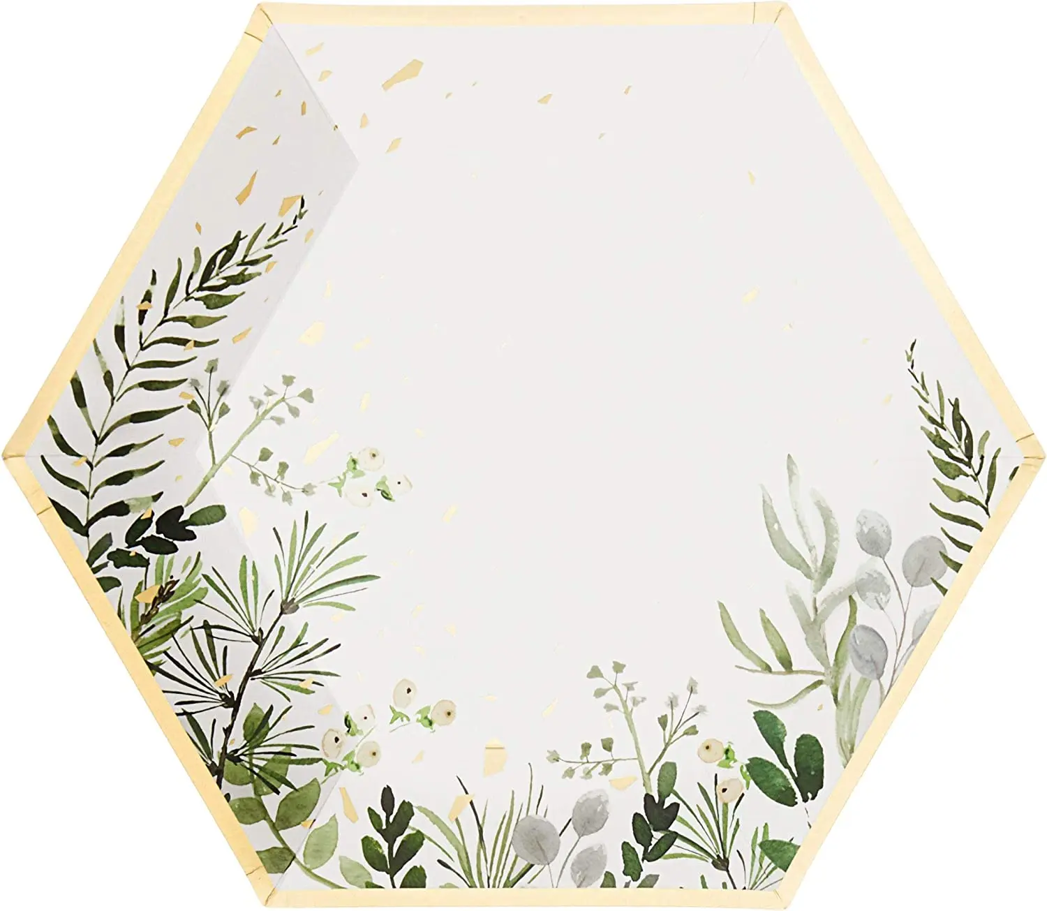 Summer Theme Leaf Bride Hexagon Disposable Paper Plates For Party Wedding Baby Shower Birthday