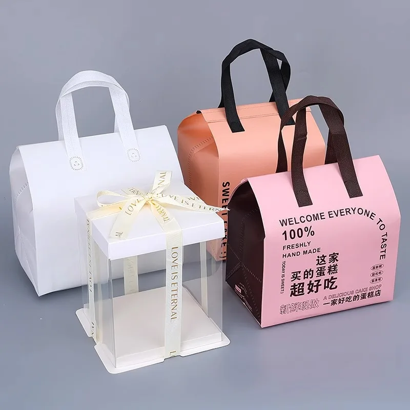 Eco Non Woven Aluminum Film Insulation Lunch Disposable Cake Milk-tea Thermal Insulated Take Away Delivery Cooler Packaging Bag