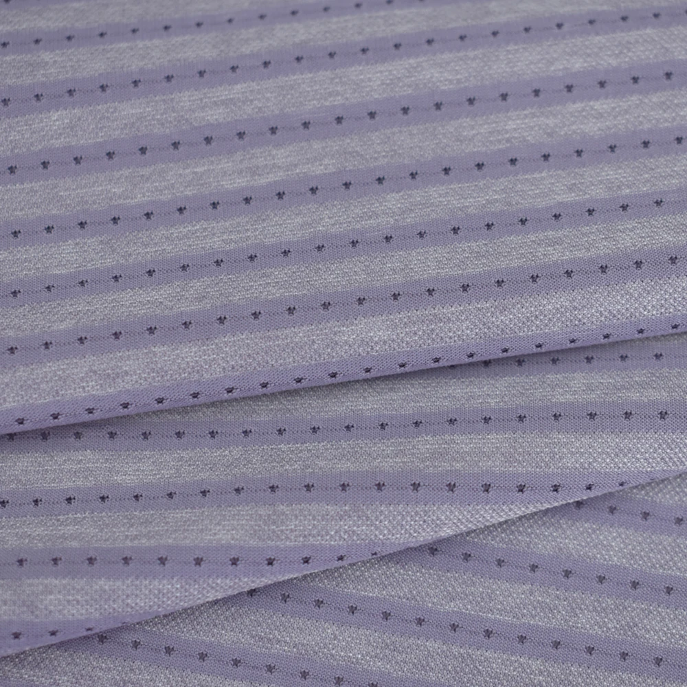 Popular textile nylon spandex polyester stripe single jacquard mesh knit fabric for T-shirt