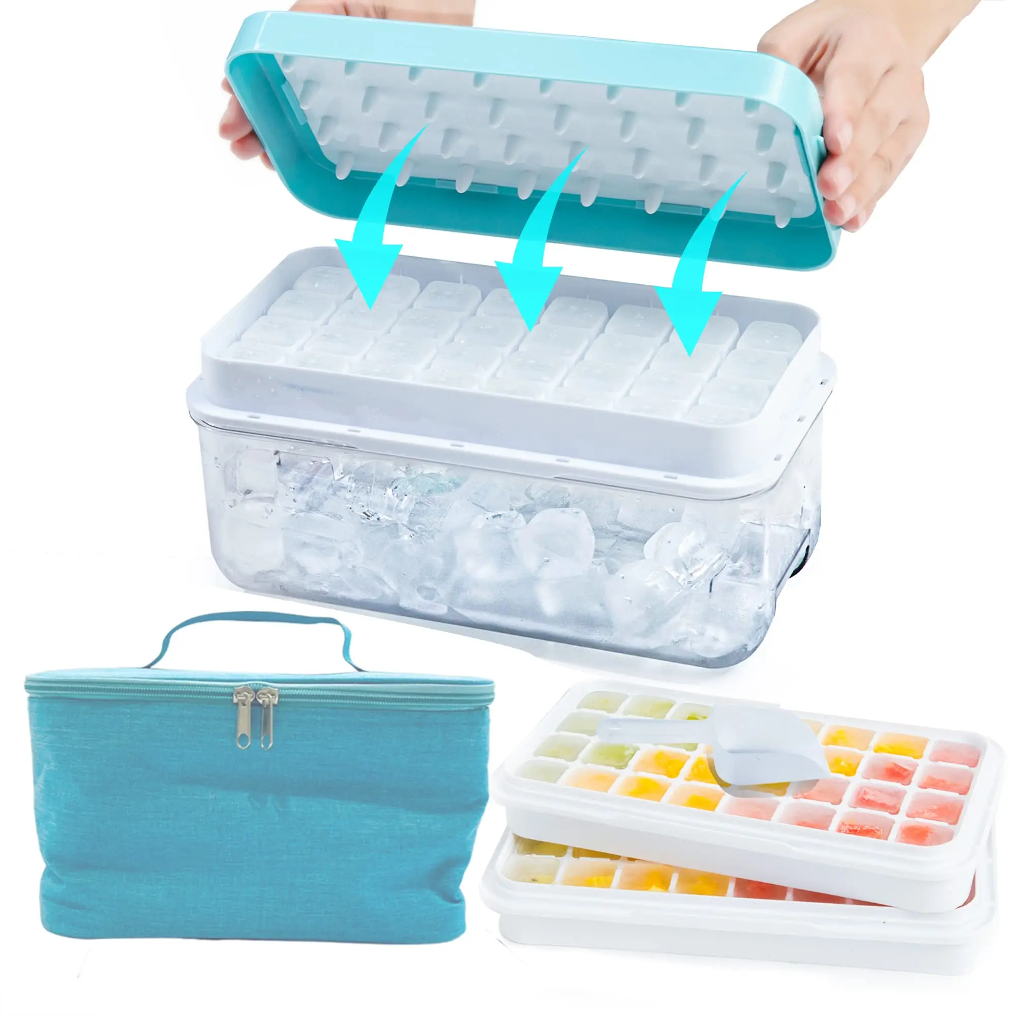 Hot Selling Food Grade Reusable Durable Ice Maker Quick Demould Square Ice Lattice Silicone Ice Cube Tray