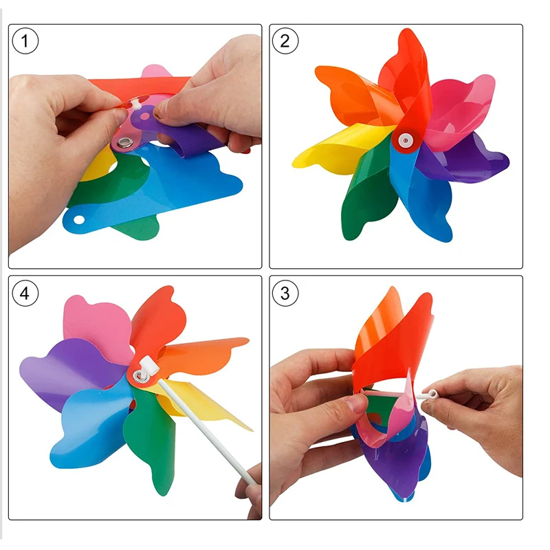 Manufacturer 7 Blades rainbow plastic Pinwheel Toy Wind Spinners Party Favors Gifts toy flower windmill kids toy windmills