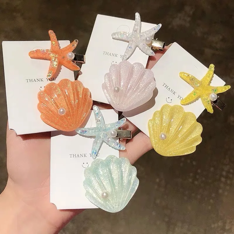 Girls Hairclip Wholesale Lovely Seashell Starfish Hair Clip Set