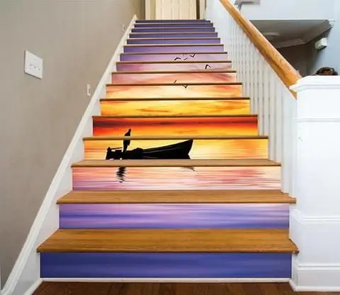 PVC Floor Sticker Scenery Designs Self Adhesive Home Decoration 3D Decorative Stair Sticker