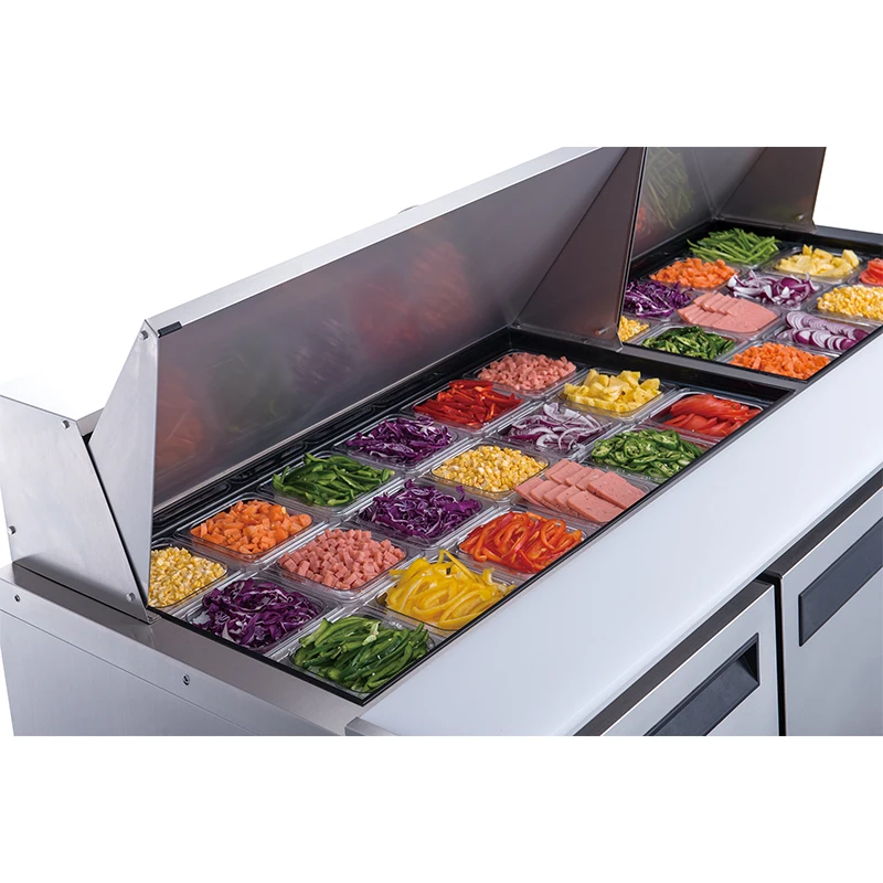 Stainless steel commercial restaurant kitchen 3 doors food salad prep counter refrigerator cooler for sales