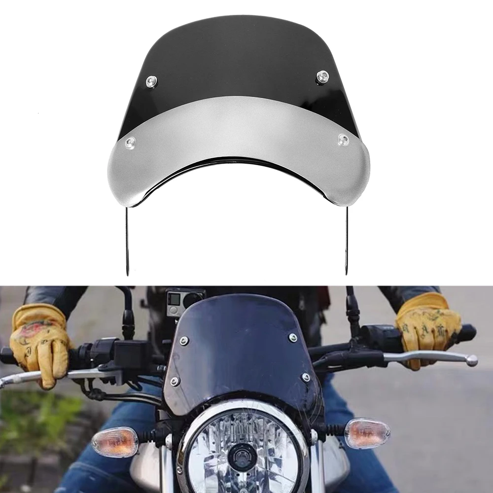 Smoke LENS Motorcycle Windshield Wind Deflector Windscreen Headlight Protector Universal for Harley Honda Yamaha Kawasaki Suzuki