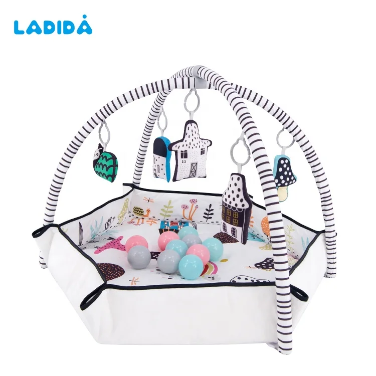 New Style Cotton Playing Mat Fun Activity Gym Infant Tummy Time Play Center Includes Toys Musical  Baby Playmats For Toddlers