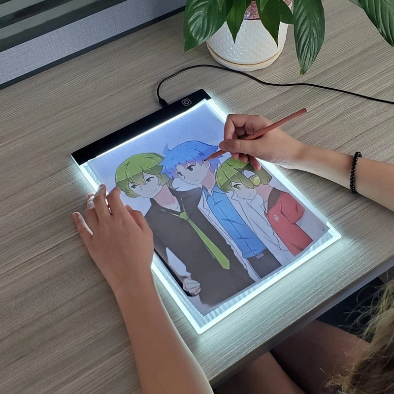 A4 Size 3 Level Dimmable Board Kids Tablet Sketching Practice Drawing Board LED Light Pad
