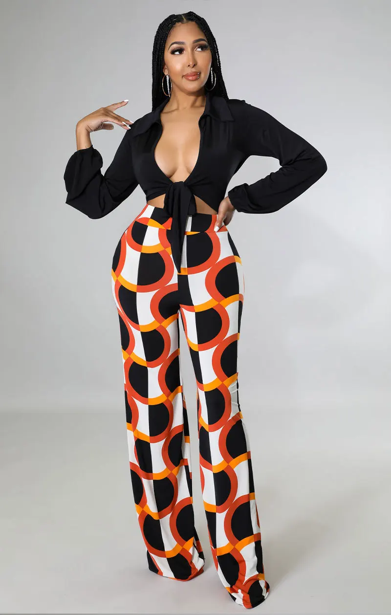 Casual Design Sense Polyester Printing 2022 Spring Clothes Tether Loose V-Neck Sexy Two Piece Set