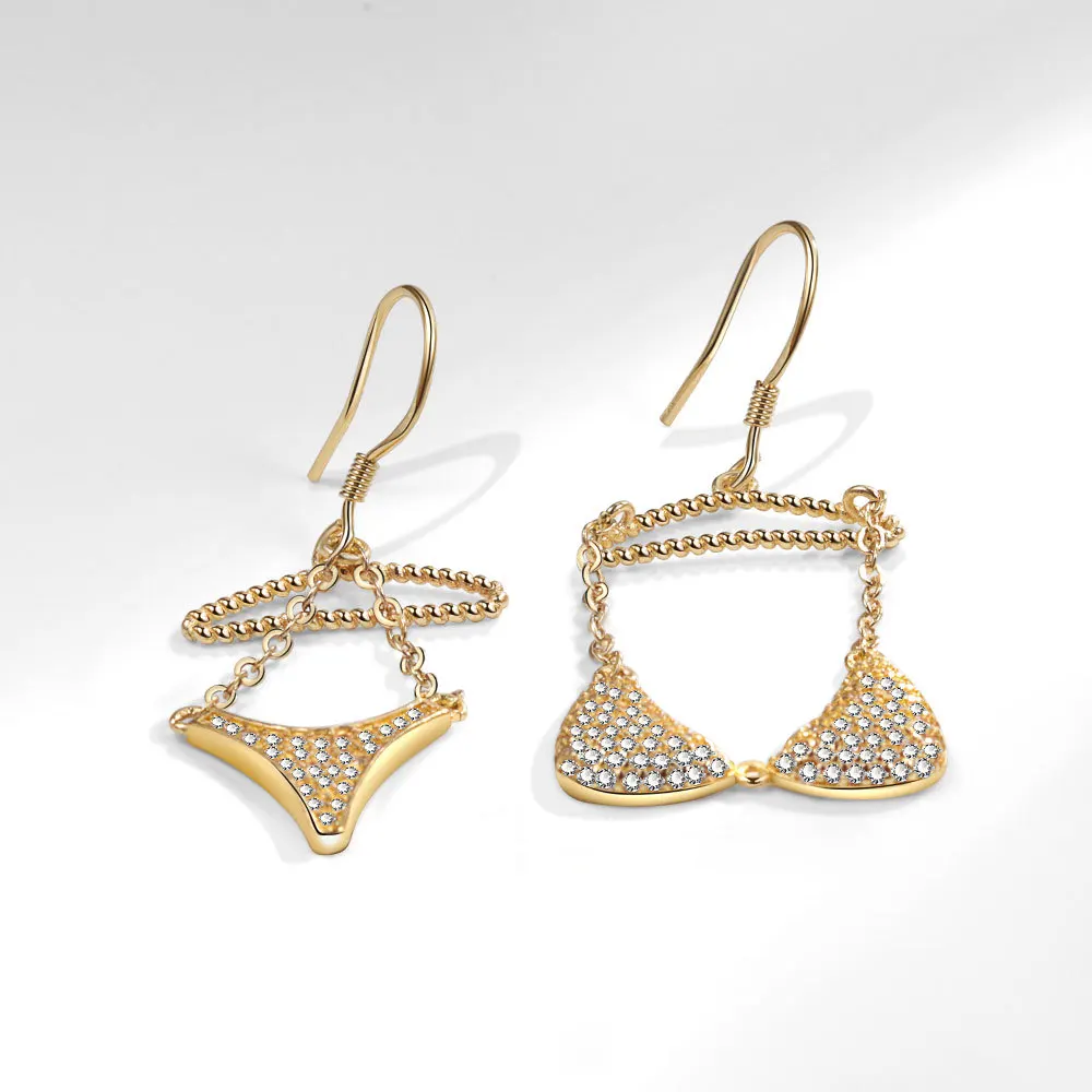 new earrings 2025 Girls sexy underwear underwear pendant earrings earhook inlaid with zircon exquisite earrings N2409124