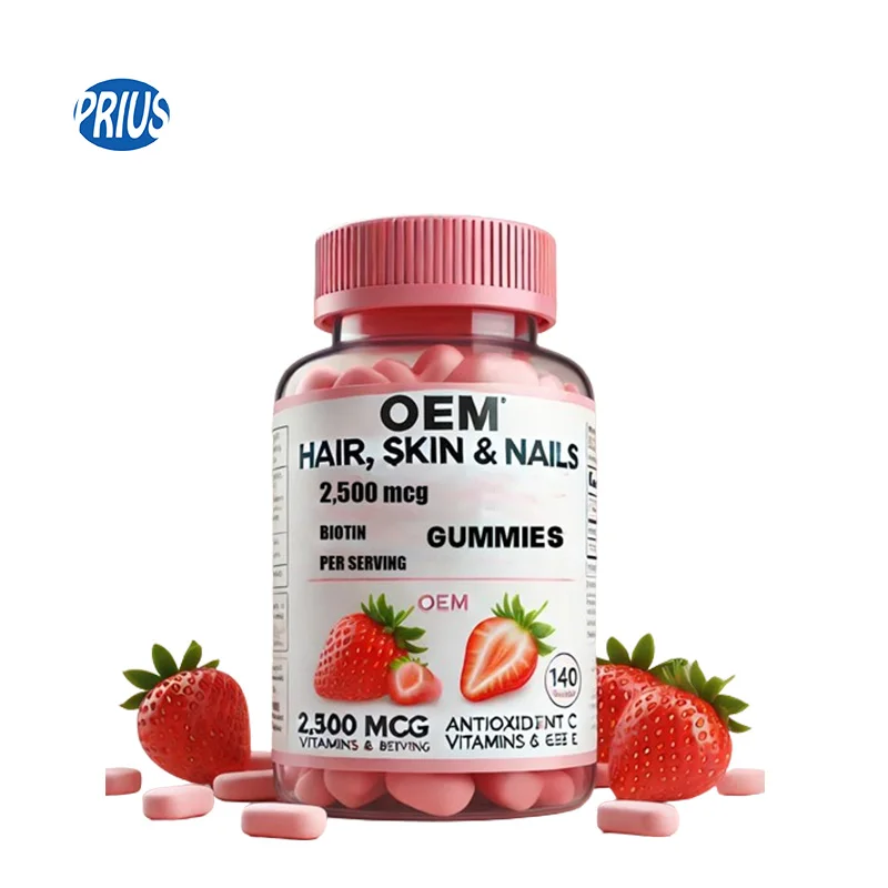 Only custom private label women strawberry gummies vitamin bear gummy candy support hair skin nail health supplements biotin