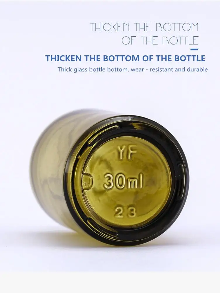 30ml Face Essence sloping shoulder glass dropper glass bottle with amber and Pickles green color