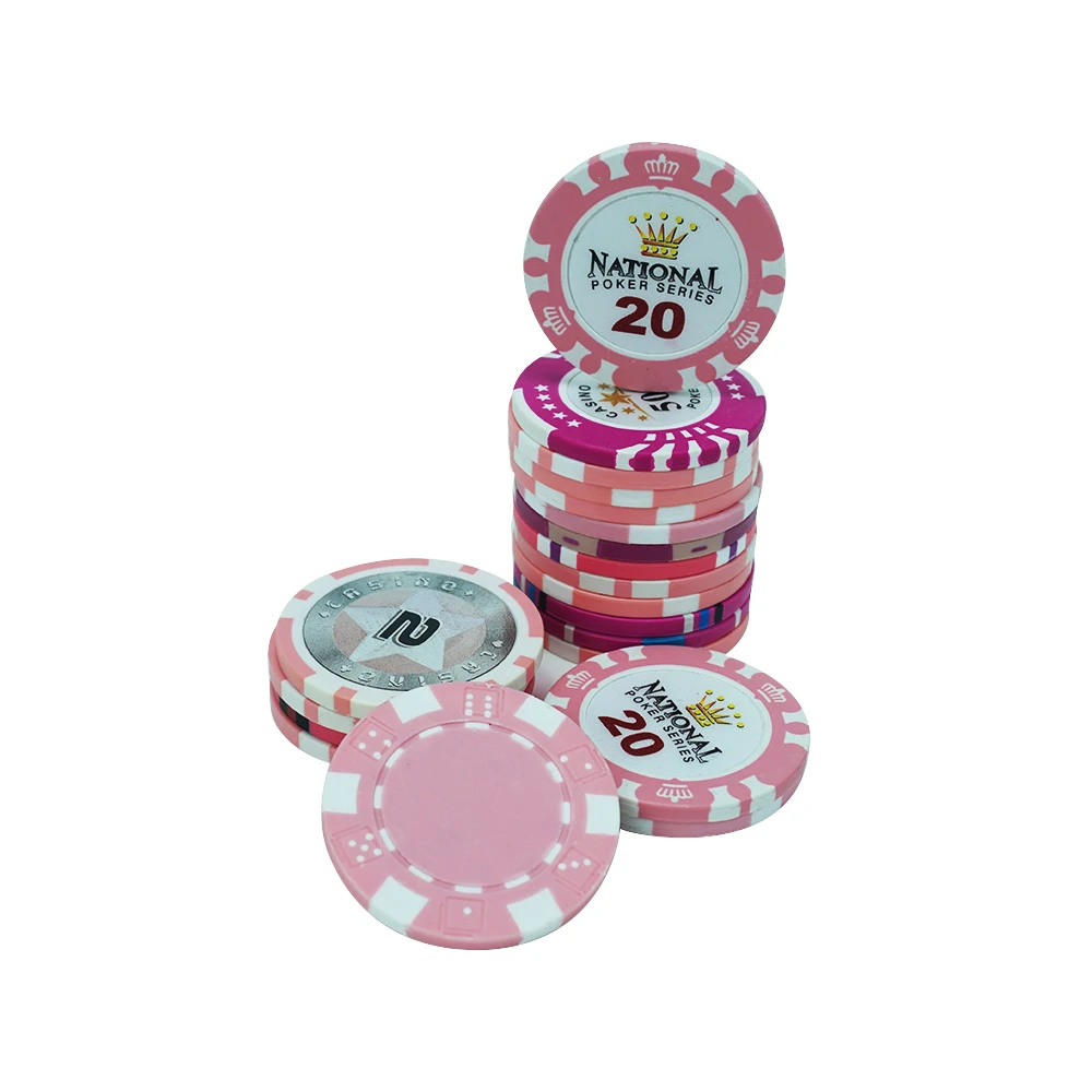 Professional custom pink casino poker chips kit clay or abs material 40mm diameter 14g from factory for gambling game