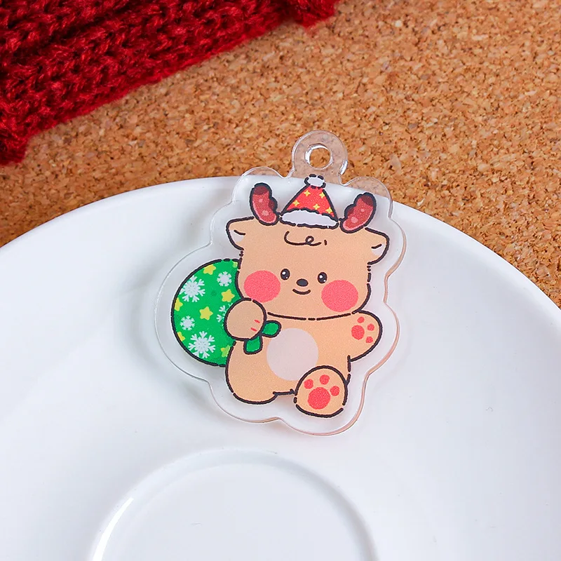 christmas decorations keychains Customized Acrylic Key chain 2D Plastic Charm Key Chain Custom Logo Personalized Pendant Charms