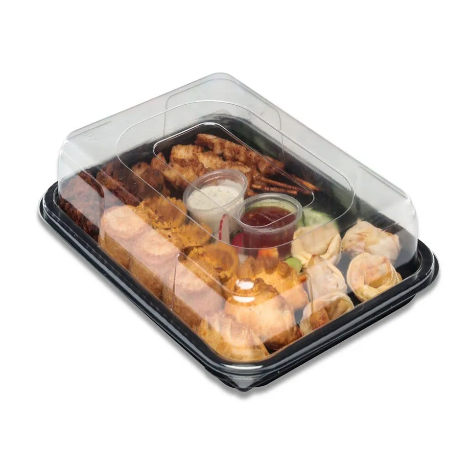 10 Больших Прямоугольных блюд для сэндвичей продуктов, штабелируемые, одноразовые и многоразовые | Прозрачная крышка, прочные пластиковые лотки