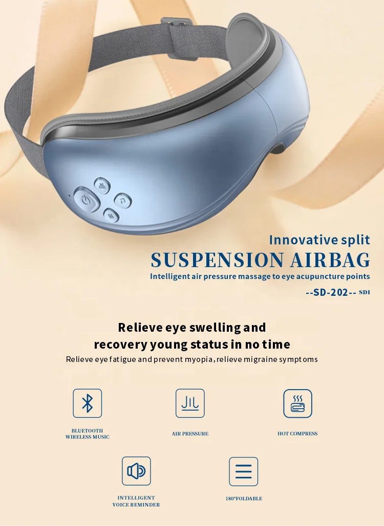 China Manufacture OEM Bluetooth Music Vibration Four Modes Smart Global Certificate Eye Massager