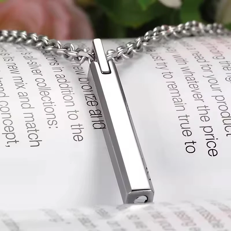 Titanium Steel Square Column Urn Necklace Essential Oil Pendant Perfume Bottle Memorializing Pets Cinerary Caskets