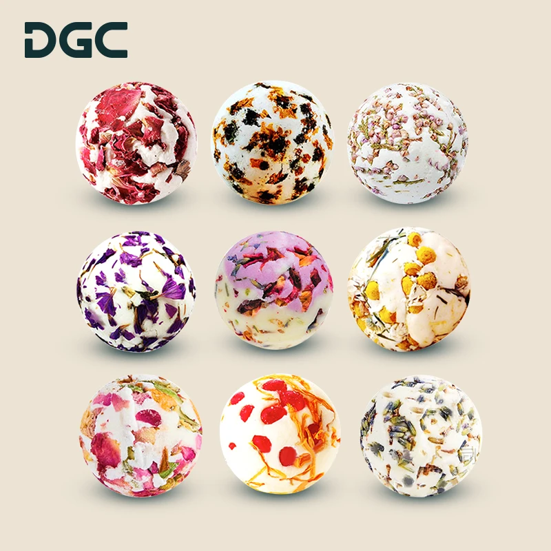 Hot Sale Handmade Fizzy Dried Flowers Petals Organic Natural Ingredient SPA Foaming Rose Lavender Chamomile Bath Bomb