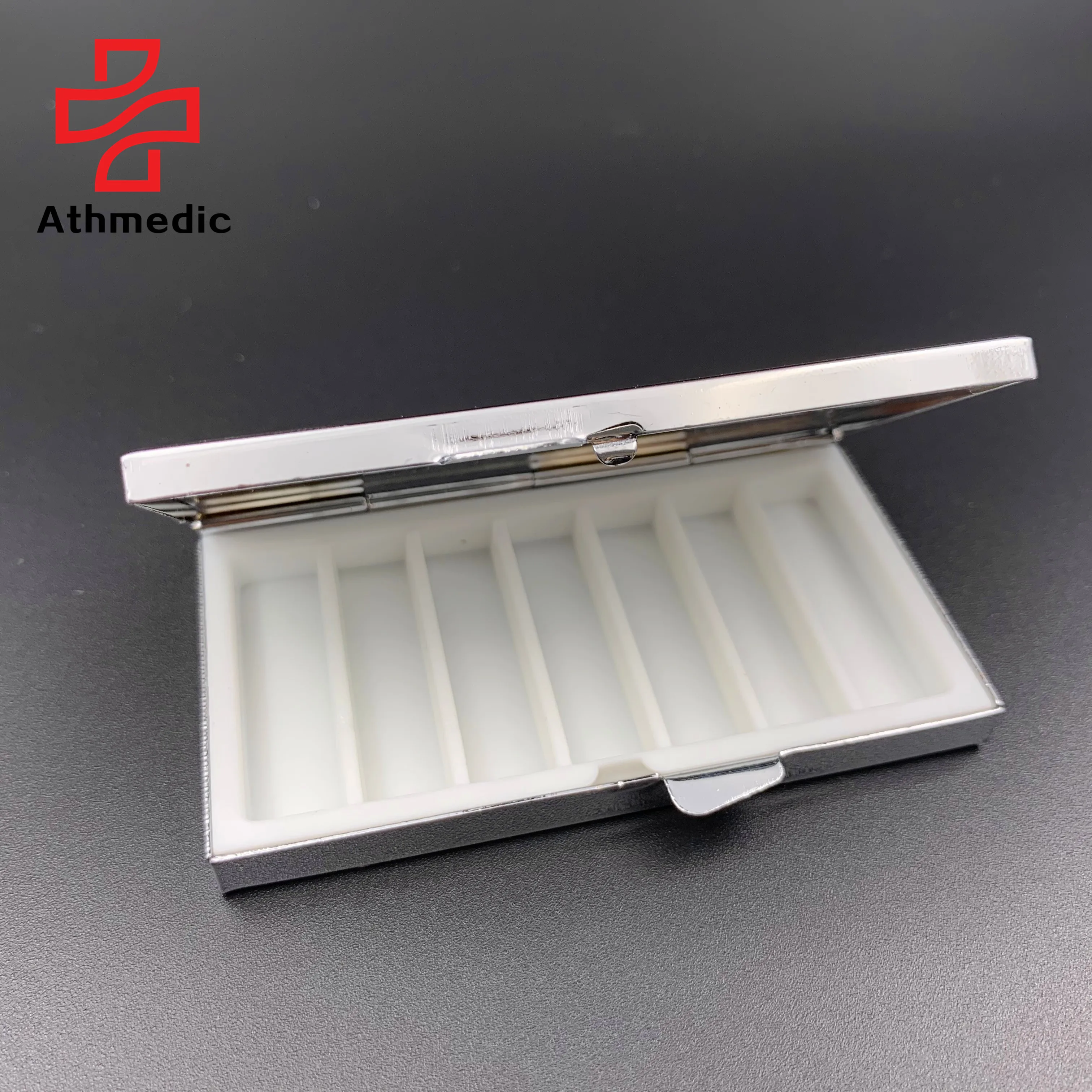 2022 Athmedic food grade 3 case round circle mirror jewelry promotional mirror decorate metal pill case box