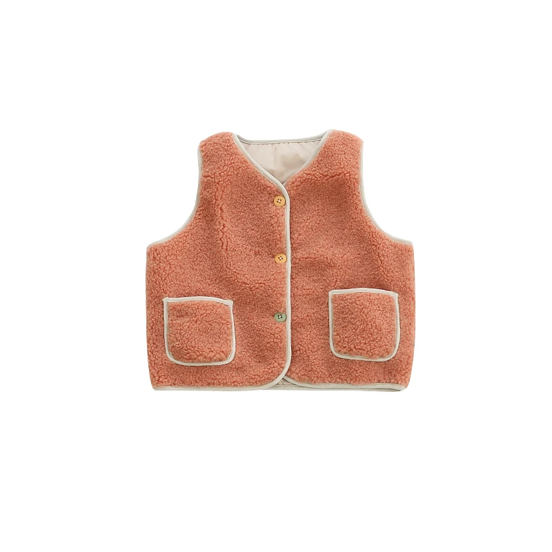 
Solid color thicken thermal autumn warm 0-3-year old baby unisex vest sleeveless O-Neck wholesale baby vest 