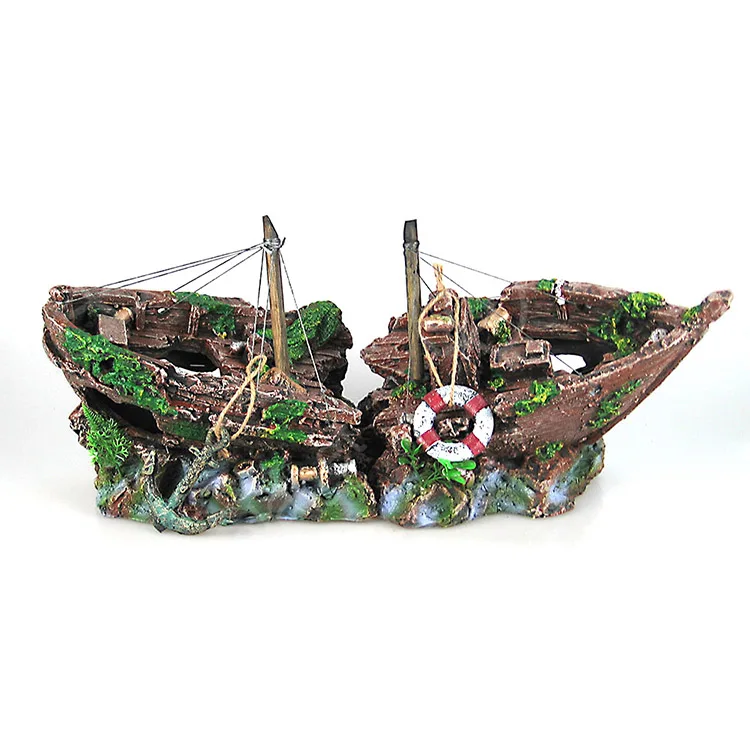 Aquarium Ornament Ship Sunk Boat Fish Wreck Tank Sailing Aquarium decoration Shipwreck