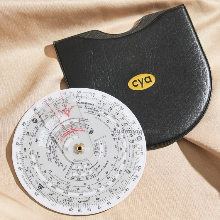 CYA Circular Flight Computer 6 inch diameter E6-B Air Navigation Computer with vinyl case for Student Pilots