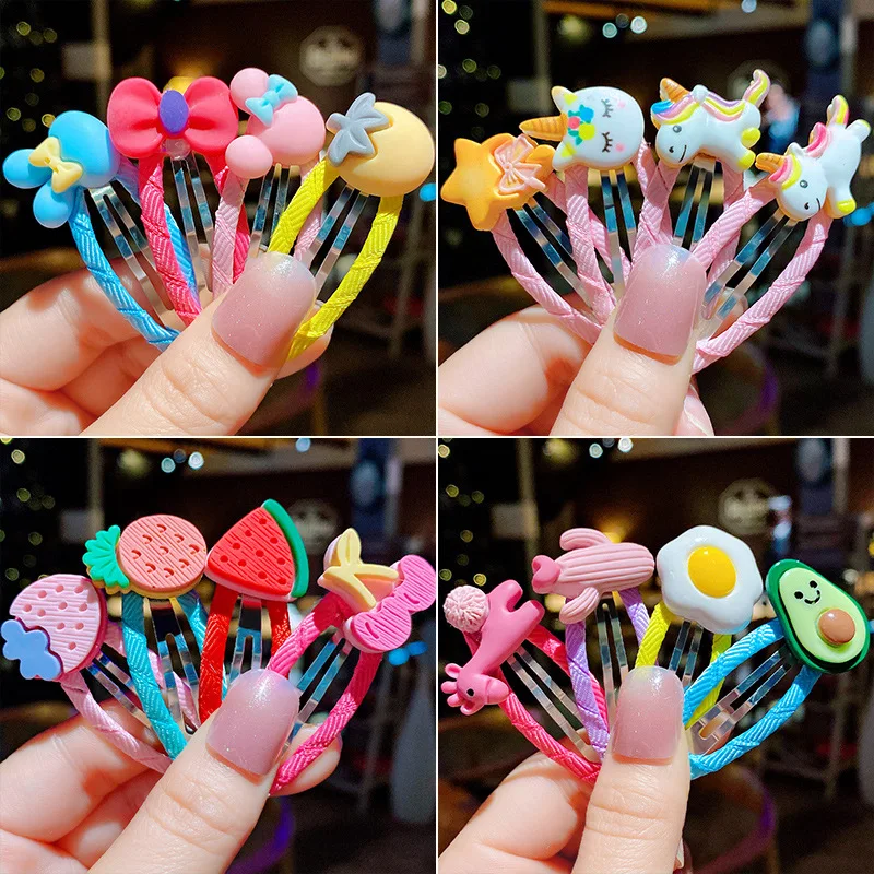 10pcs/lot Korean Princess Children Cute Hair Clip Headdress Edge Clip Hairpin Resin Hairgrips Hair Clip For Girls Kids