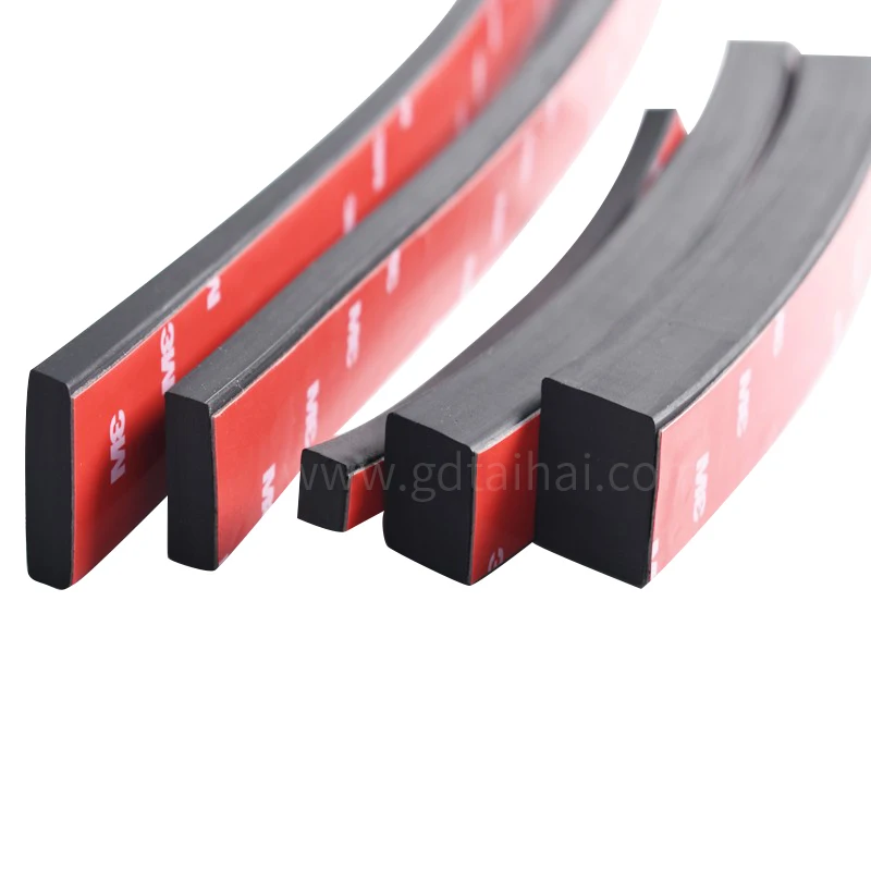 EPDM Sponge foam square shape self adhesive rubber sealing strips