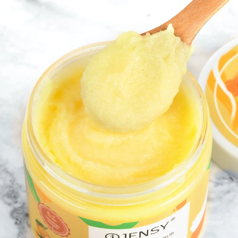 OEM отбеливающий скраб для тела натуральное веганское масло ши кофе Гладкий питательный лимон персик Отшелушивающий частный бренд Скраб