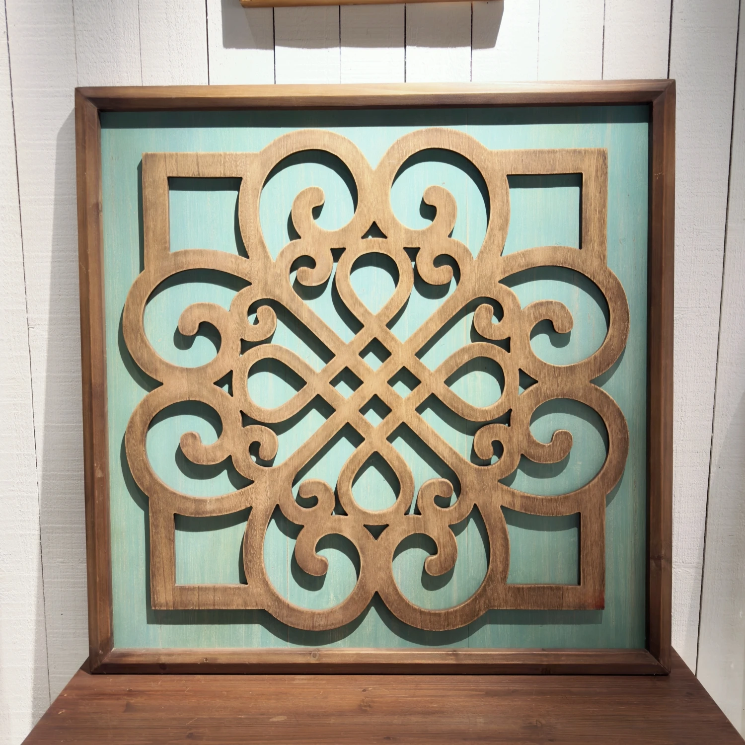 Large Green Square Brown Pattern Wall Decoration Items Home Living Room Framed Wall Art Decoration