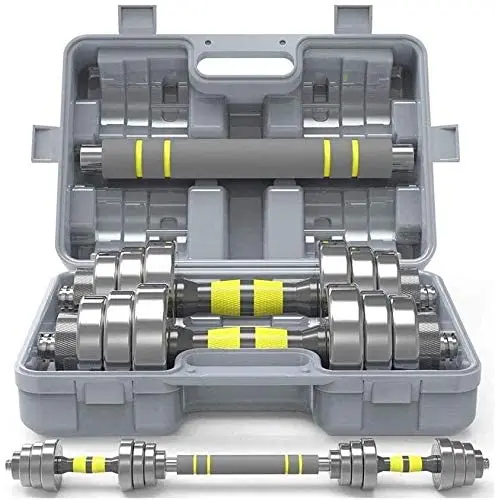 Gym Equipment Professional Weight lifting Training Adjustable Dumbbells Stand Stainless Steel Chrome Dumbbell Set 40kg