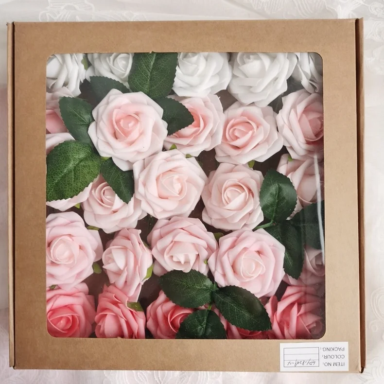 Home Decoration DIY Supplies 9cm Colorful Artificial PE Foam Rose Flowers for Wedding Party