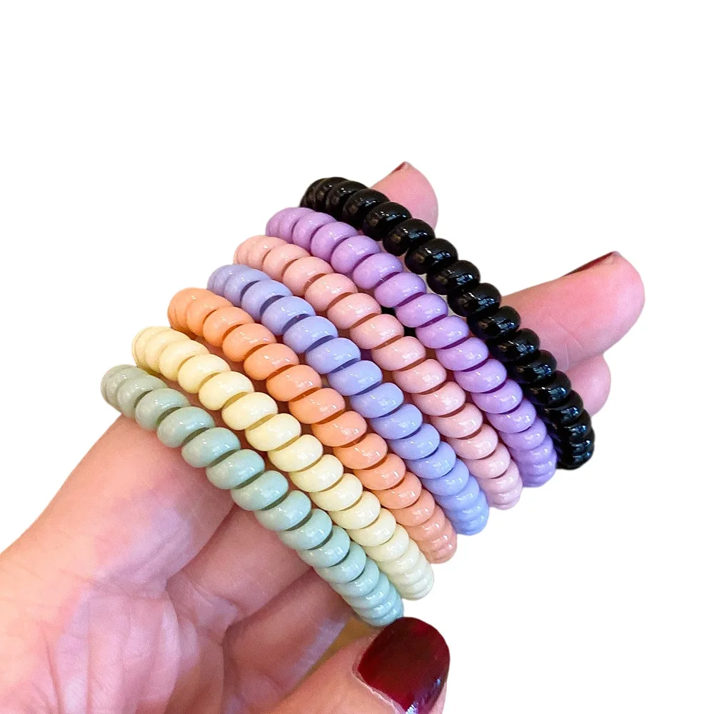7 Colors Telephone Wire Hair Tie Spring Hair Coil Elastic Hair Band Women Girls Ponytail Holder Accessories