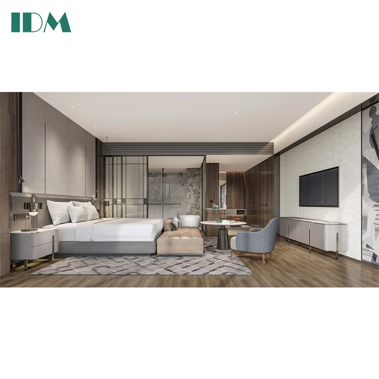 IDM-106 Wholesale Brilliant Design Double King Size Bed Bedroom Furniture Modern Hotel Bed Room Funiture