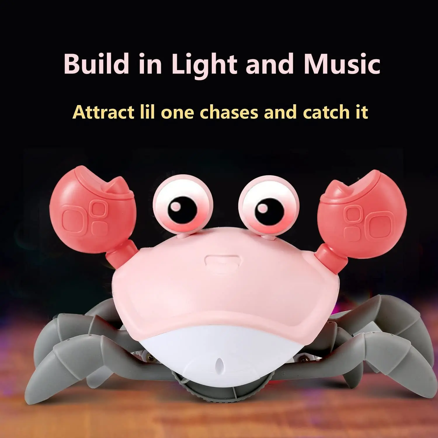 China Factory Customize Moving Crawling Crab Baby Toy Escape Runaway Induction Crab With Light Music USB Charger