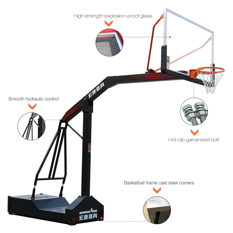 FIBA  APPROVED movable height adjustable foldable basketball hoop basketball training system basketball stand
