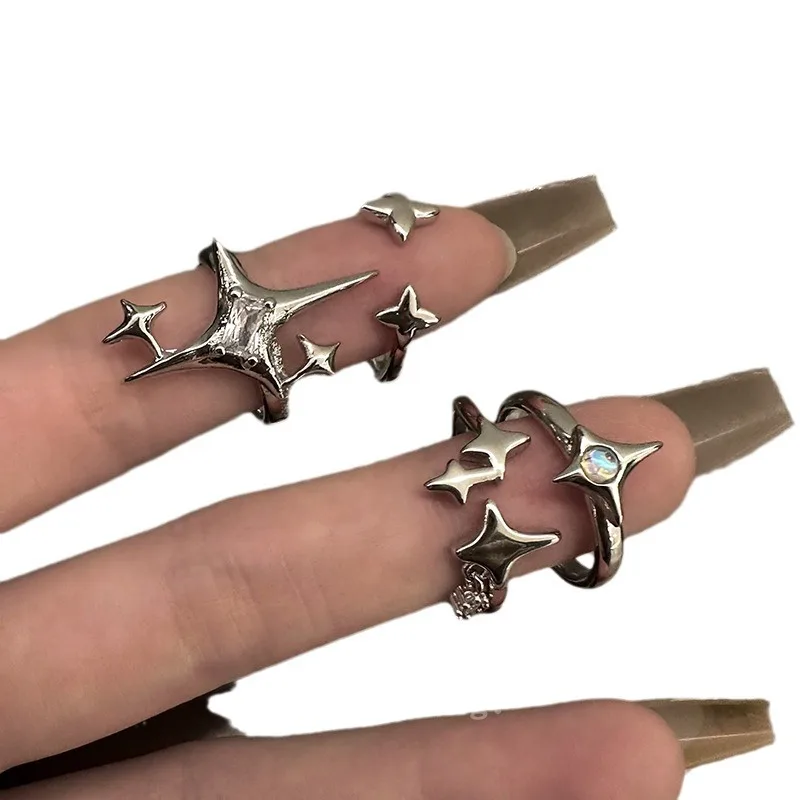 Luxury Zircon Starburst Open Ring Women Ins Trendy Niche Design High-End Fashion Personalized Index Finger Ring