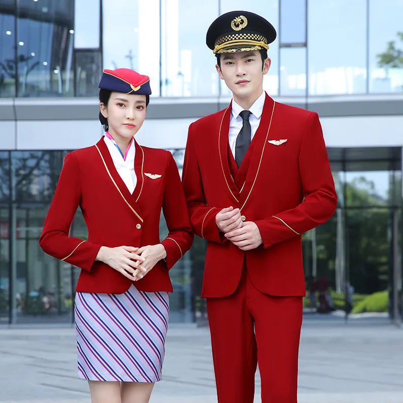 AI-MICH Professional Overalls Long Sleeves Wicks Away Moisture Flight Attendant Uniform Customization Wholesale Aviation