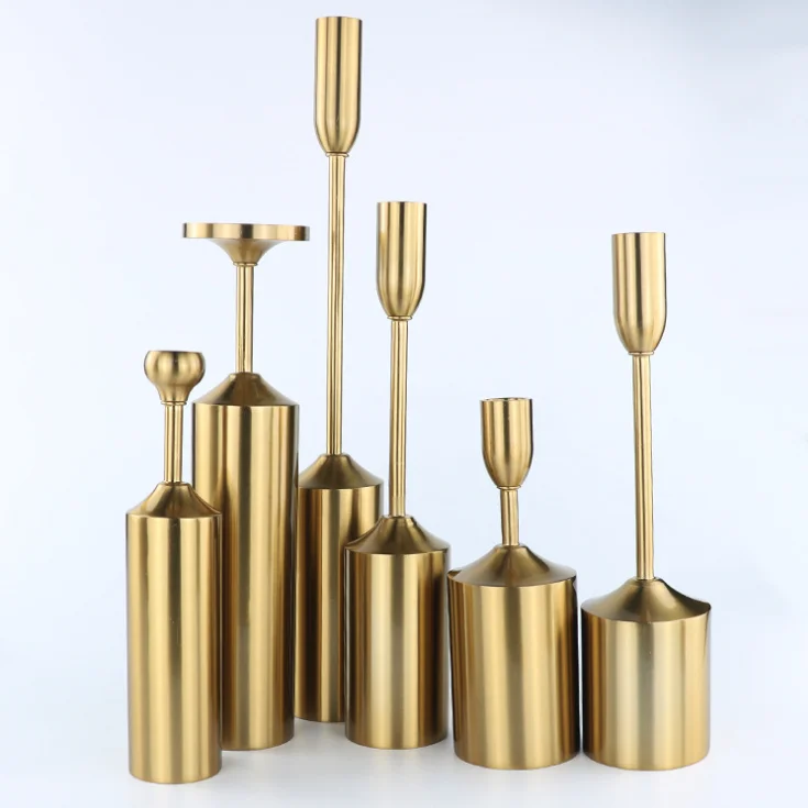 
2019 new arrival 3pcs a set gold metal candle holder for wedding 