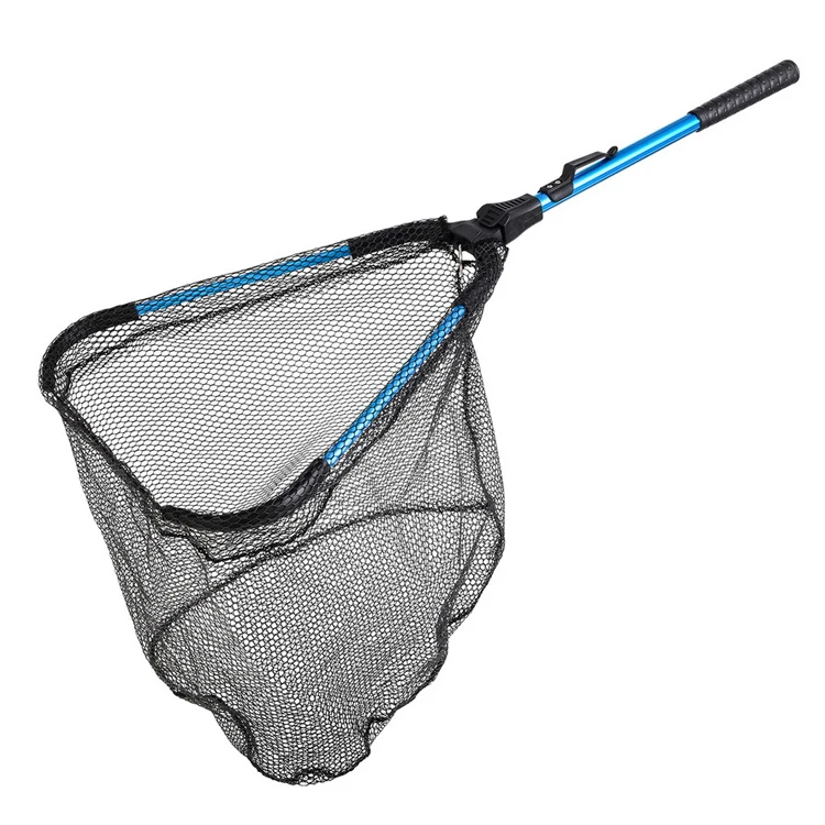 Easy catch release rubber coated mesh collapsible telescopic pole handle fly kayak catfish fishing fish rods landing net