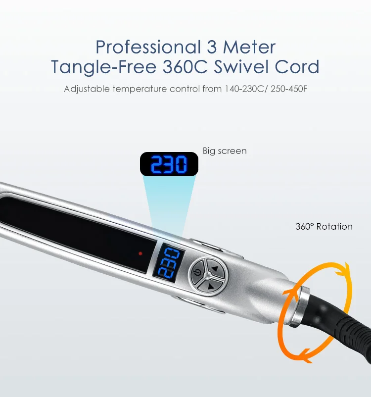 Winfuture Infrared Titanium Flat Iron Hair Straightener Flat Iron Hair Straighteners With Temperature Regulator