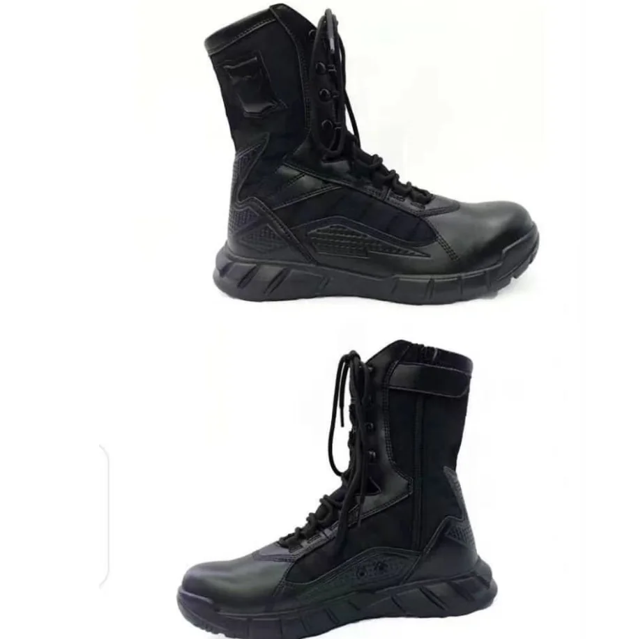 TSB0109 stock ready ship black color    9.5 inches Light weight desert boots  PU  outsole  Suede cow leather combat shoes