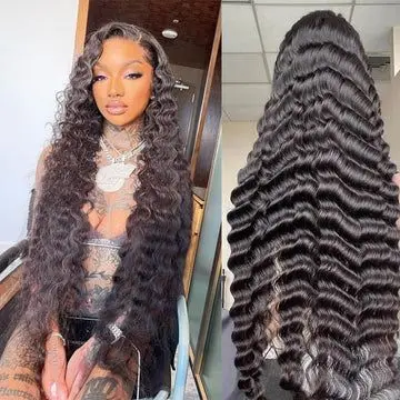 30inch  Deep Wave Transparent HD 13*4 13*6 360 Full Lace Front Wigs , glueless virgin brazilian pre pluck lace human hair wigs