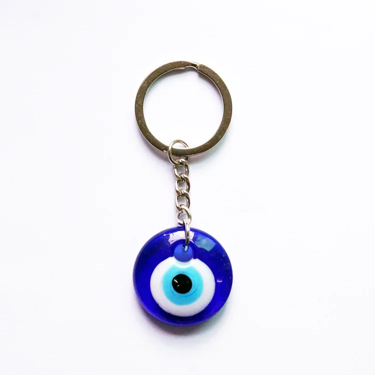
Blue Glass 30mm Evil Eye Pendants Turkey Evil Eyes Keychain Lucky Keyring Bag Charm Evil Eye Keychain 