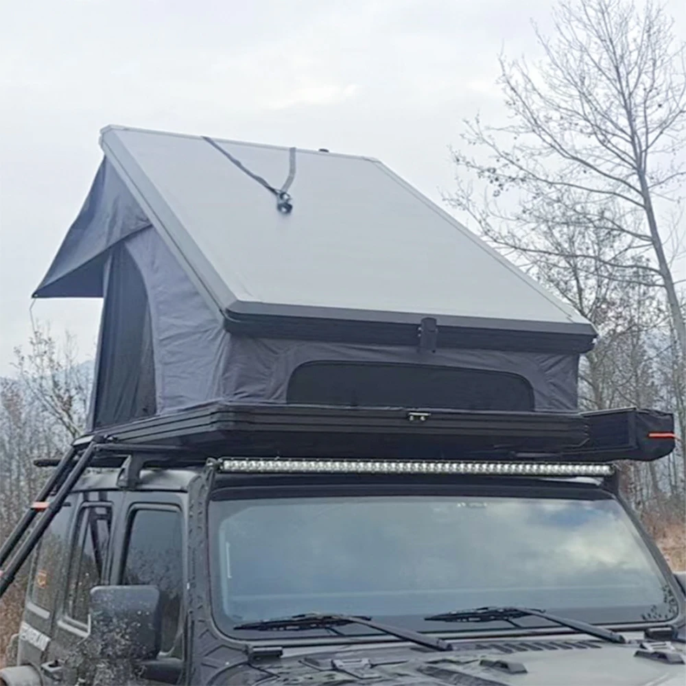 OEM 4X4 Aluminium Triangle SUV  Roof Top Tent Hard Shell Tent For Camping Car Roof Tent(With Window On Back)
