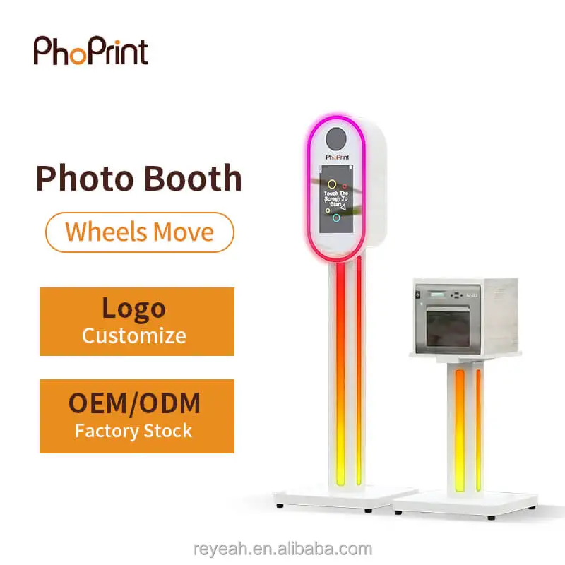 Phoprint Uqinue Design Portable Frameless Instant Printing Mirror Photo Booth Case With Camera