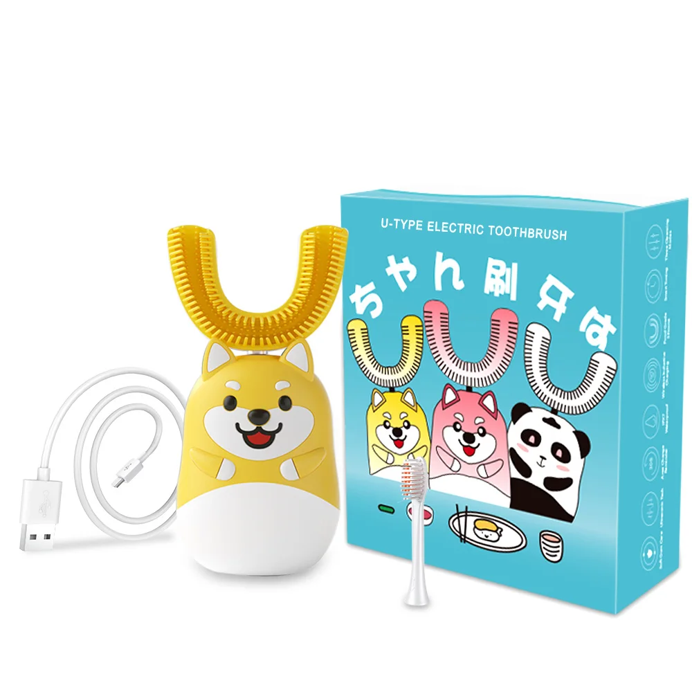  360 U-Type Cartoon Automatic Rechargeable Sonic Whitening Ultrasonic Kids Electric Toothbrush Children Tooth