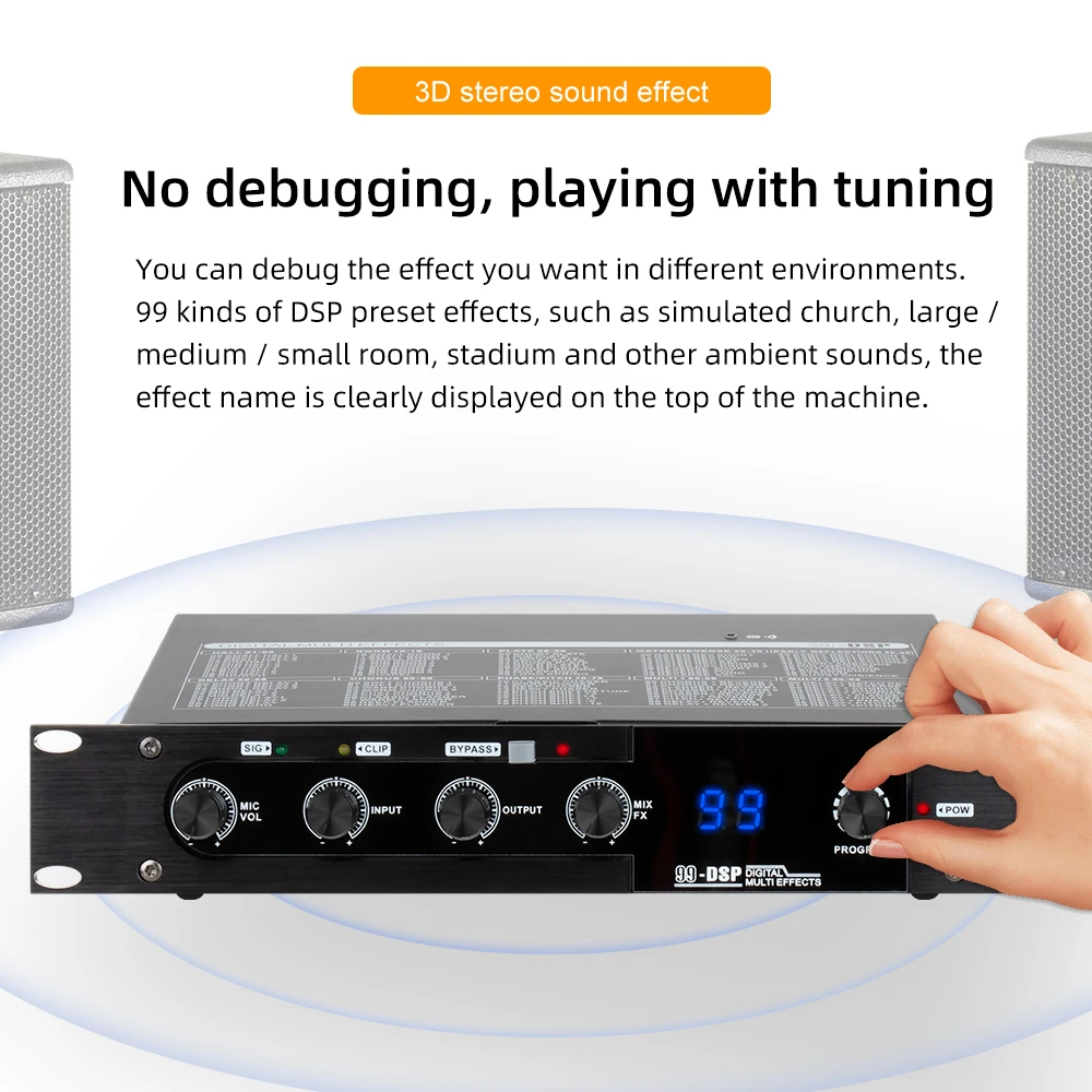 OEM Portable 99DSP digital audio effector stereo sound debugging-free beautifying microphones Bluetooth reverb effects
