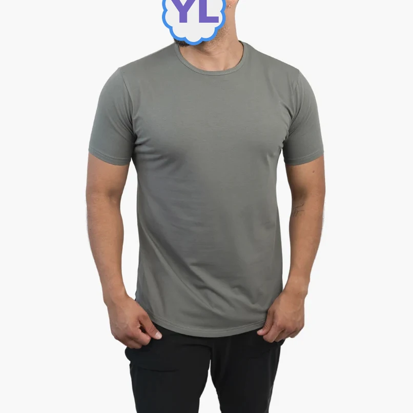 Custom Manufacturer Pima Cotton Curve Hem T Shirt Cotton Spandex Slim Fit Sports Wear Short Sleeve T Shirt Guangzhou Plain Tee